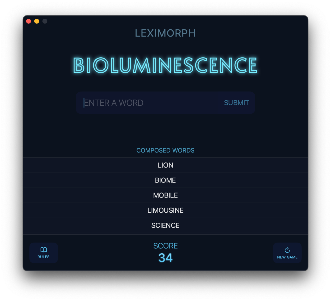 Screenshot of LexiMorph on Mac