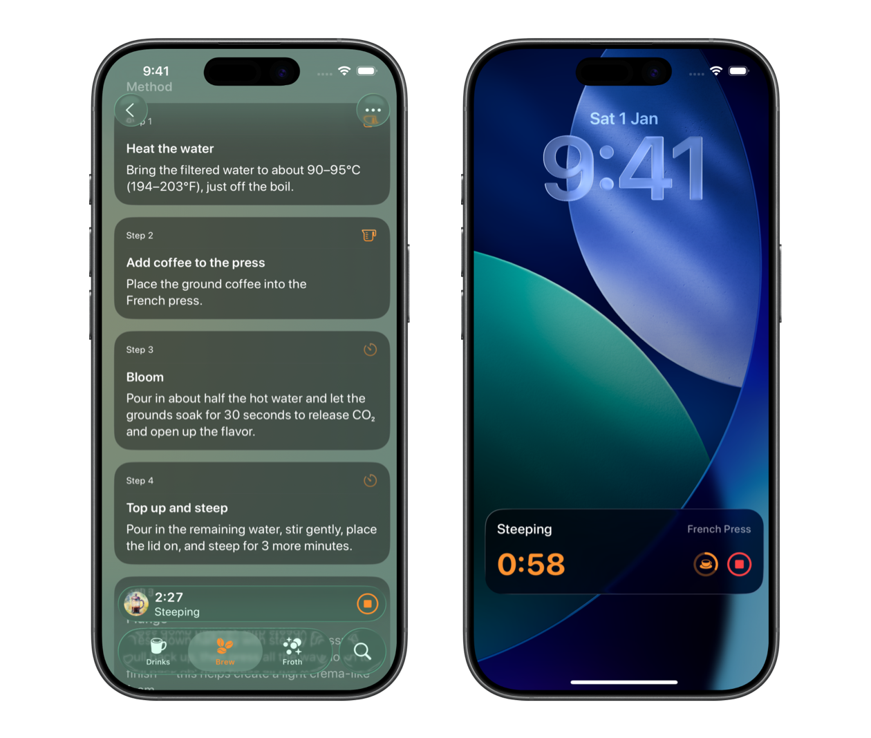 Timer running in a tab view accessory and in a Live Activity