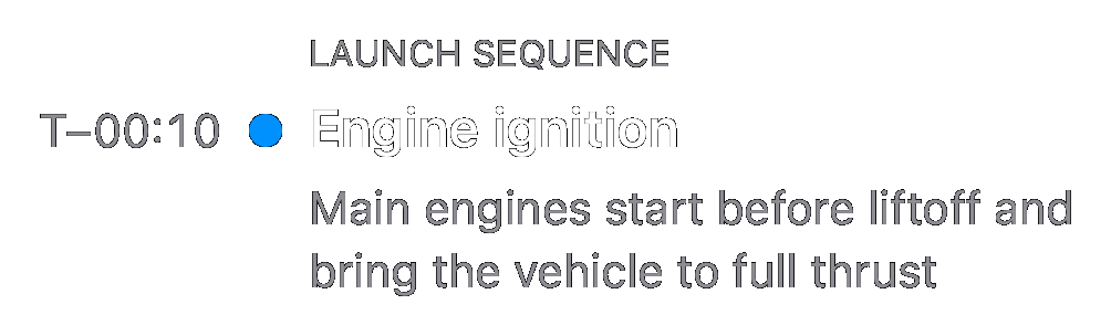 A launch-sequence event whose time baseline and marker bottom edge are aligned with the title baseline using a custom alignment guide