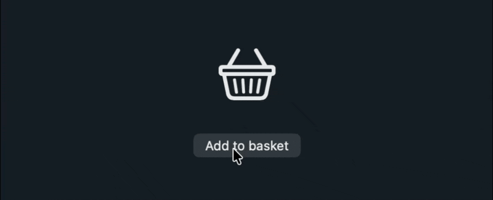 Basket SF Symbol performing a brief bounce animation when the Add to basket button is clicked