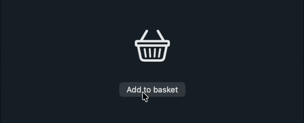 Basket SF Symbol with a brief double bounce animation triggered by the Add to basket button