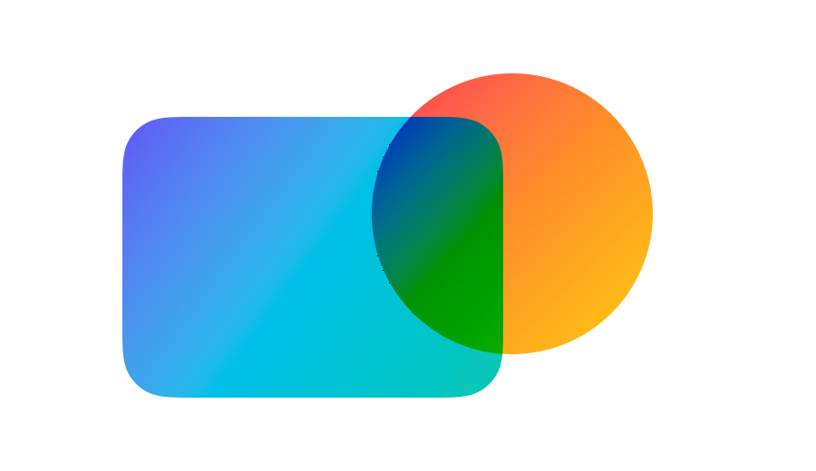 The color burn blend mode creates a dark, strongly saturated overlap between the two gradients
