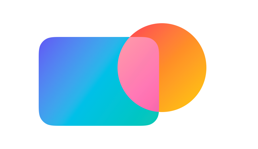 The exclusion mode creates a softer, lower-contrast inversion in the overlap