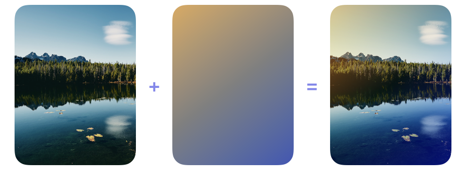 The same nature photograph and lighting gradient followed by the strong stylized treatment produced using hard light