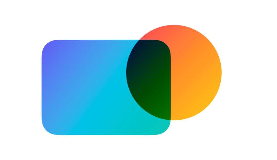 The plus darker mode creates a deep, high-contrast dark overlap between the gradients