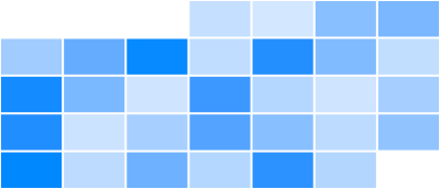One month of daily rectangles aligned by weekday with the rows compressed vertically