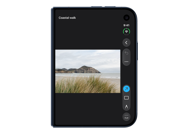 The same custom menu moves into the right-hand vertical bar on iPhone Duo with verticalPreferred