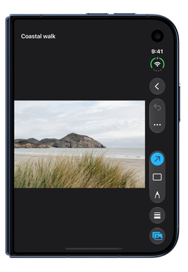 All editing controls stay visible on iPhone Duo while the tabs collapse into a single control