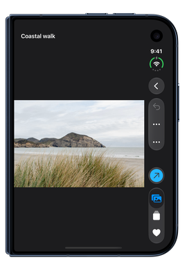 All three tabs stay visible on iPhone Duo while the rectangle tool, drawing tool, and line-width menu move into overflow