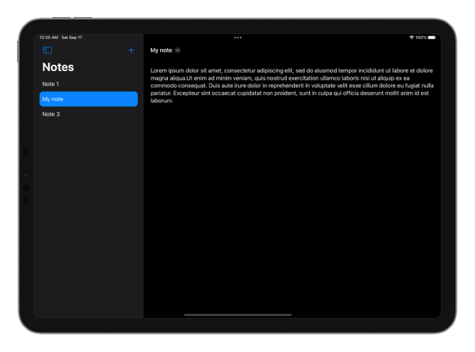 Screenshot of the sample notes app showing the updated title in the sidebar