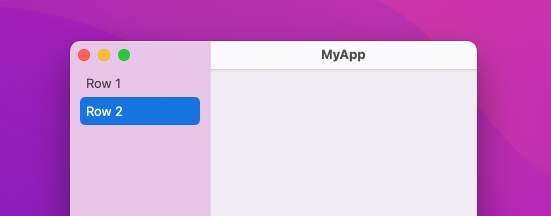Screenshot of macOS sidebar in light mode where regular rows have dark text but selected row has blue background and white text.