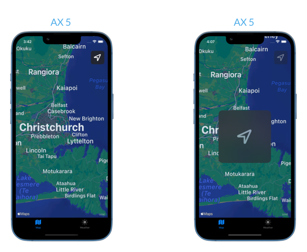 Screenshot of the sample app with the large content viewer activated for the location button