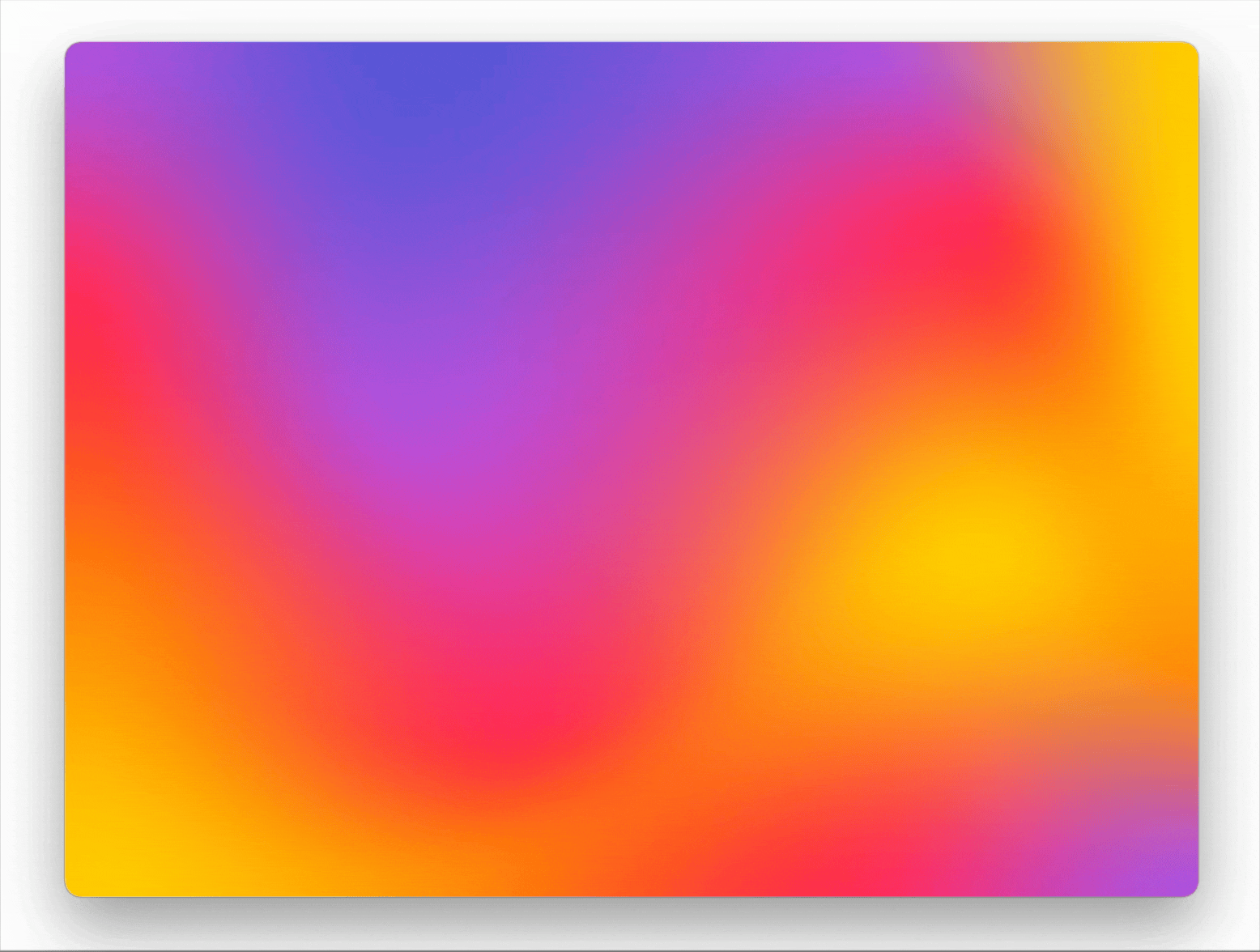 Animated mesh gradient with flowing color shifts across purple, pink, orange, and yellow tones