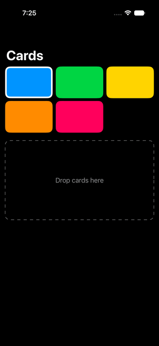 Multiple selected cards being dragged together and dropped into a destination