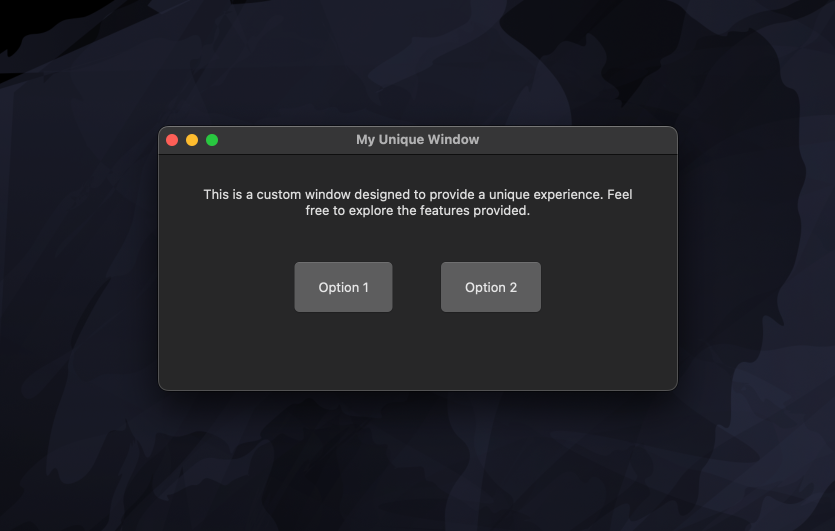 Screenshot of a Mac app that shows a single window with sample text