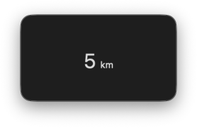 A SwiftUI Text view showing '5 km' with the value in a large headline font and the unit in a smaller caption font, with a space between them