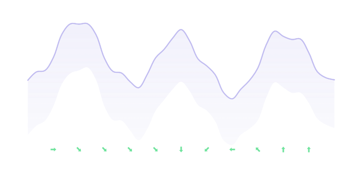 Wind observations displayed with directional symbols