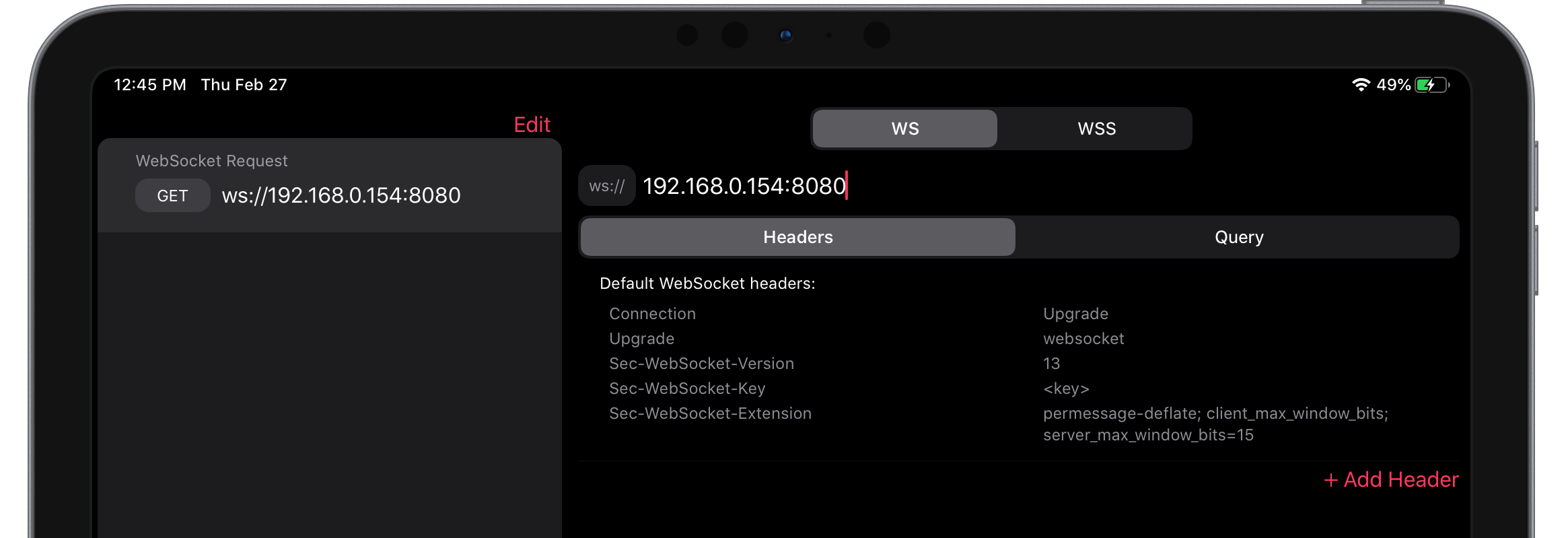 Cleora app screenshot with server url being entered into the url text field