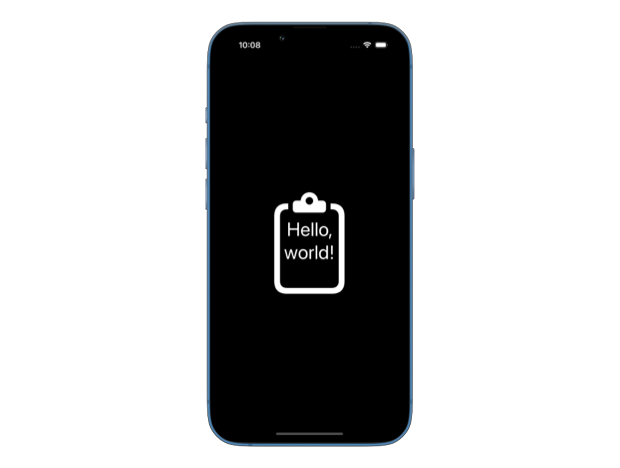 Screenshot showing a clipboard image with Hello, world! text inside it