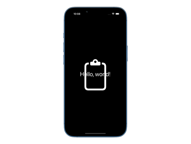Screenshot showing a clipboard image with Hello, world! text on top of it but not wrapped